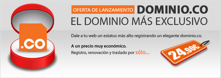 Oferta de lanzamiento: Dominio.co, el dominio ms exclusivo